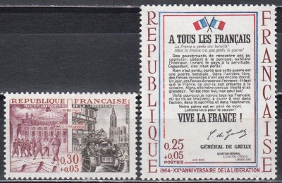 Franta 1964 - 20 de ani de la Eliberare, 2 Serii, MNH foto