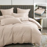 Lenjerie de pat natur uni stripe 6 piese cu husa (bej)