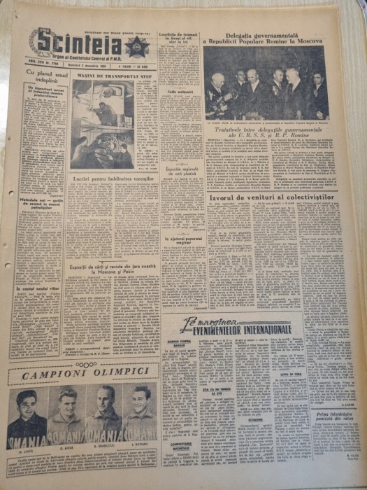 scanteia 2 decembrie 1956-jocurile olimpice melbourne,art. ramnicu valcea,iasi