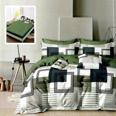 Lenjerie de pat finet 6 piese, cearceaf pat cu elastic, cearceaf pilota 200x230, 2 fete perna 50x70, 2 fete perna 70x70, Extra HF6P155 Relax KipRoom foto