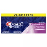 Set 2x Paste de Dinti, Crest, 3D White, Radiant Mint, pentru Albirea Dintilor, 93gr