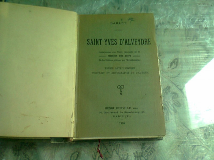 SAINT YVES D&#039;ALVEYDRE - BARLET (CARTE IN LIMBA FRANCEZA)