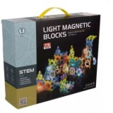 Jucarie STEM de construit din piese magnetice, Circuit cu bile, 77 piese, iluminat