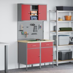 vidaXL Set banc de lucru, 6 piese, roșu, oțel