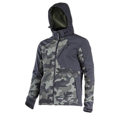 Jacheta elastica cu gluga / camuflaj verde-negru - xl foto