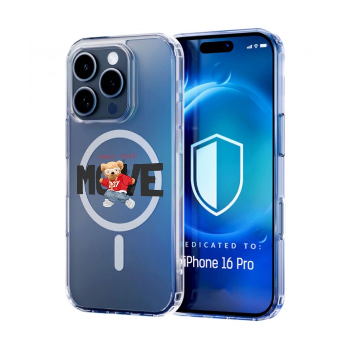 Husa pentru iphone 16 pro max, atasare magnetica, magsafe, your move, clear