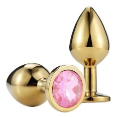 Dop Anal Metallic Buttplug, Small, Auriu/Roz Deschis, Passion Labs