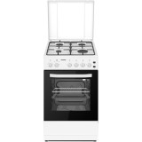 Aragaz pe gaz HFSC-S60LITGWH, 4 arzatoare, aprindere electrica, TIMER, GRILL, Alb