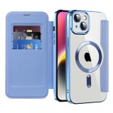 Husa MagSafe pentru Apple iPhone 14 Plus, Techsuit, SmartMag Book, Bleu