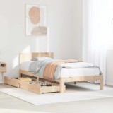 VidaXL Cadru de pat pentru copii cu sertare, 90x190 cm, lemn masiv pin