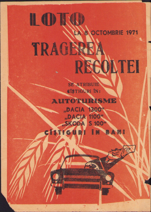 HST A1829 Reclamă 1971 Loto Tragerea Recoltei