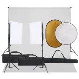 vidaXL Kit studio foto cu set de lumini, fundal și reflector 3094757