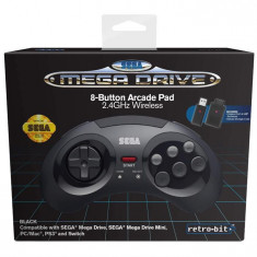 Controller Wireless Sega Mega Drive Black 8 Button Arcade Pad foto