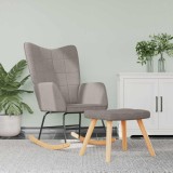 VidaXL Scaun balansoar cu taburet, gri taupe, textil