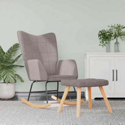 vidaXL Scaun balansoar cu taburet, gri taupe, textil foto
