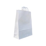 SET 50 pungi de hartie kraft 32x39x12 cm cu manere din hartie plata