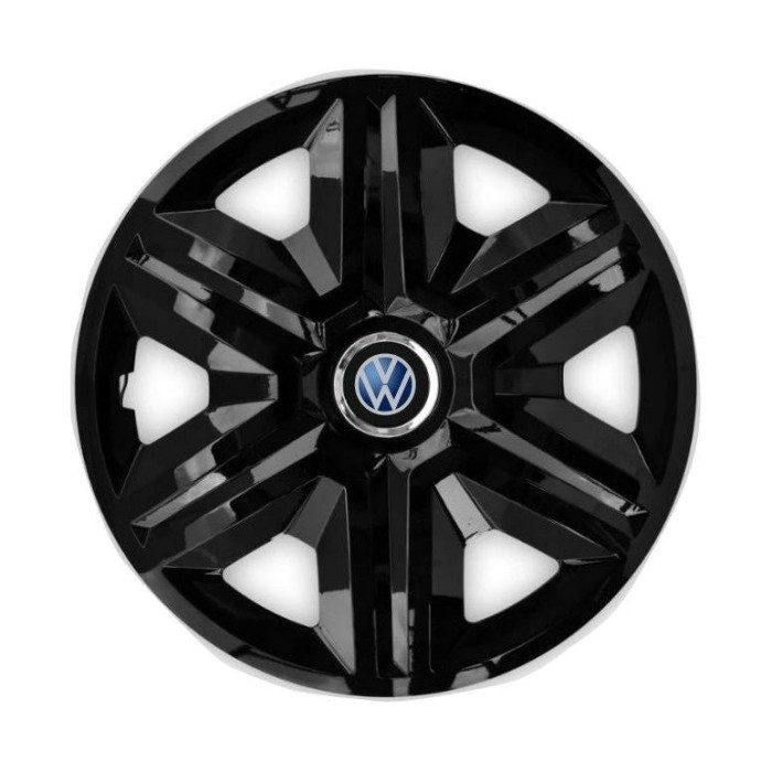 Set 4 capace roti hubcaps fast black R16 Compatibil Cu VW