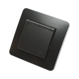Priza schuko neagra incastrata 220V, 16A, PC cu capac de protectie IP44 80x80mm