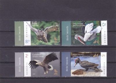 RECORDURILE PASARILOR,SERIE CU TABS,2018,MNH,ROMANIA. foto