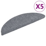 VidaXL Covorașe scări autoadezive 5 buc. gri deschis 56x17x3 cm punch