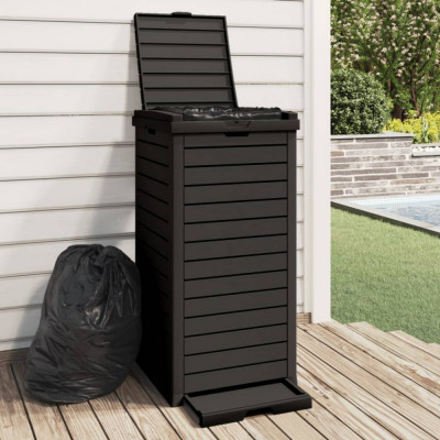 vidaXL Coș de gunoi de exterior, negru, 41x41x86 cm, polipropilenă foto