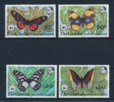 GAMBIA 1980 WWF FAUNA PROTEJATA FLUTURI COTA MICHEL 100 EURO