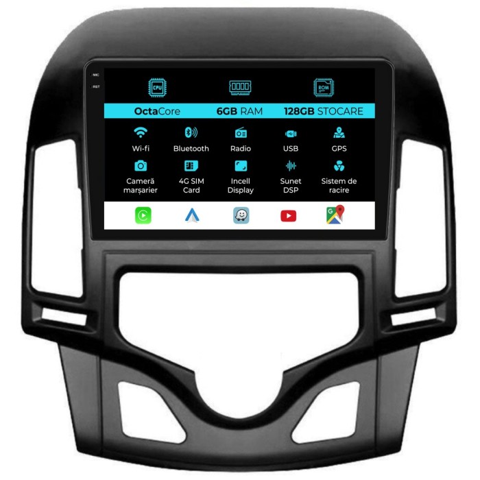 Navigatie Dedicata Hyundai I30 (2007-2012), 9Inch, 6Gb Ram, 128Gb Stocare, Carplay, Climatronic