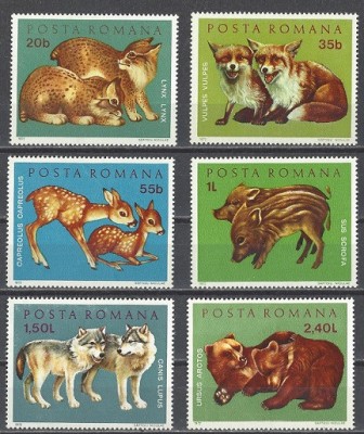 B1082 - Romania 1972 - Pui de animale 6v.stampilate,serie completa foto