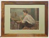 Toader Schipor 1961 Tablou Portret Pictorul Inceputuri pictura ulei inramat 35x44cm