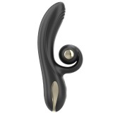 Vibrator dublu IBIZA Twister Vibrator, cu stimulator clitoris curbat, 10 funcții de rotație, 10 funcții de vibrație, negru