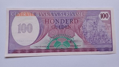 Surinam Suriname- 100 gulden 1985 foto