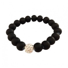 Bratara cu bile si charm, Negru, BR58