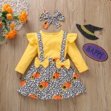 Sarafan cu bluzita pentru fetite - Yellow pumpkins (Marime Disponibila: 9-12