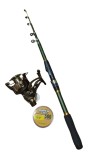 Lanseta telescopica carbon, cu mulineta NBR3000 + fir 500m fluo/putere aruncare 30/60 g-3.6m
