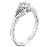 Inel realizat din oţel,de culoare argintie - logodnă,braţe despărţite,zirconiu transparent - Marime inel: 48