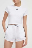 Fila pantaloni scurti Limassol femei, culoarea alb, modelator, high waist, FAW0775