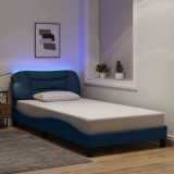 VidaXL Cadru de pat cu LED fără saltea Albastru 100x200 cm Material