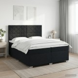 Cumpara ieftin Pat boxspring cu saltea Negru 200 x 200 cm Tesatura