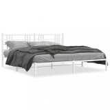 Cumpara ieftin Cadru de pat metalic cu tablie, alb, 200x200 cm