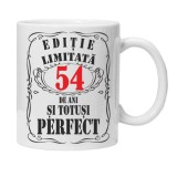 Cana alba personalizata "editie limitata", 54 ani, INOVATIX&reg;. 330ml