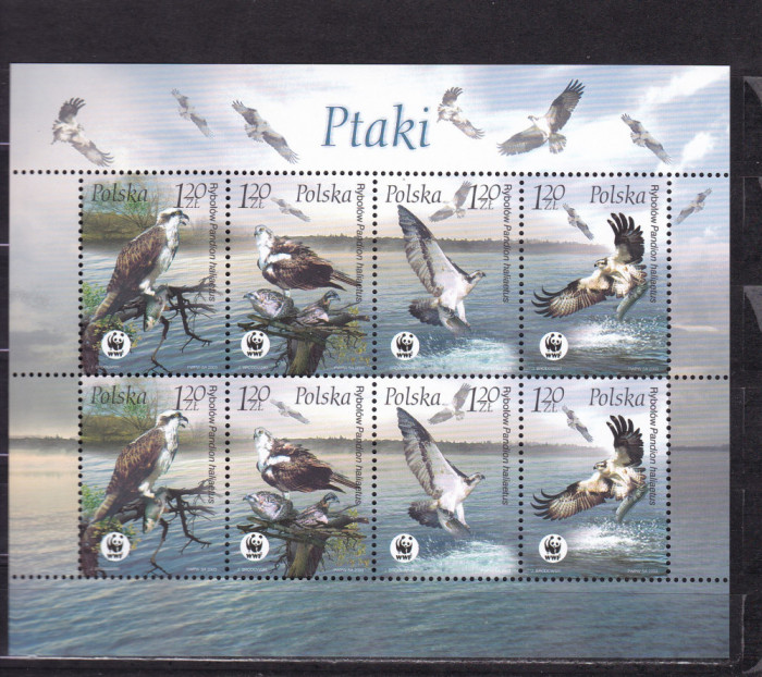 POLONIA 2003 FAUNA WWF PASARI BLOC MNH