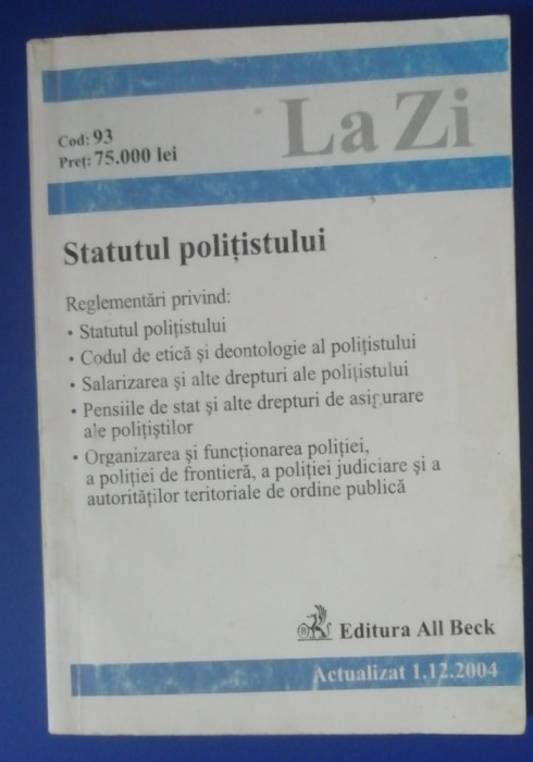 myh 35s - Statutul politistului - ed 2004