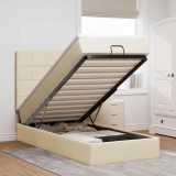 vidaXL Cadru de pat otoman cu saltea crem 100x200cm stofa 3313987