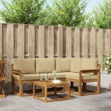 vidaXL Set de canapele de exterior cu pernă 5 pcs Natural și Bej 3366351