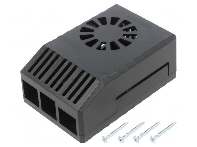 Carcasă ABS neagră pentru Raspberry Pi 4 B - 62mm