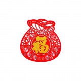 Abtibild sticker feng shui cu simbolul fuk pe sacul abundentei - 5cm, Stonemania Bijou