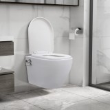 VidaXL Vas WC suspendat fără ramă cu funcție de bideu, alb, ceramică