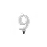 Lumanare tort cifra, argintiu metalic, 8 cm-Tip Cifra 9