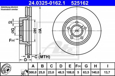 Disc frana FORD C-MAX II Van (2010 - 2016) ATE 24.0325-0162.1 foto