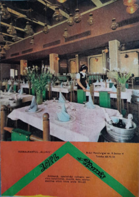 1982 Reclamă Restaurantul ALUNIS Metalurgiei Nr 9 Bucuresti comunism 24x17 cm foto